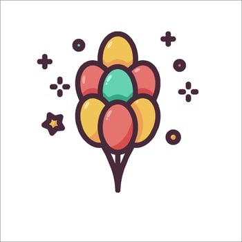 A colorful balloon icon with a bunch of balloons vector