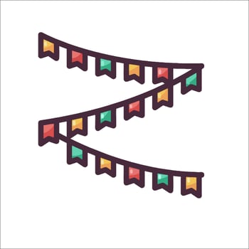 A line drawing of a garland of flags vector