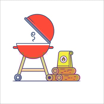 Bbq grill and firewood on white background vector
