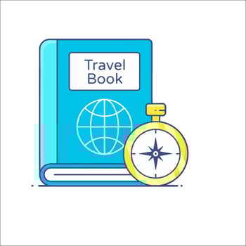Travel book with compass illustration vector