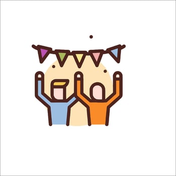 Two people are holding up a banner with bunting vector