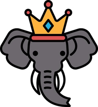 A cartoon elephant with a crown on its head vector
