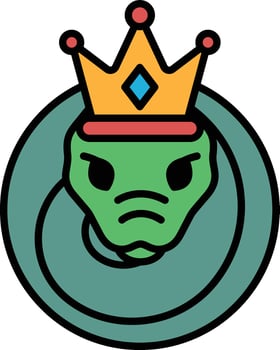 A cartoon of a green snake with a crown on its head vector