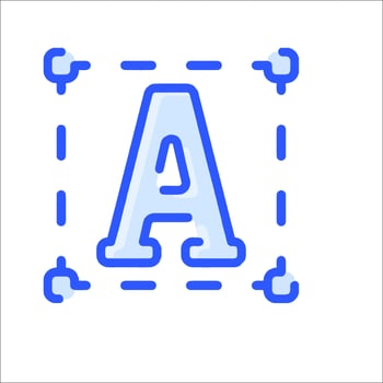 A letter a icon with a blue outline vector