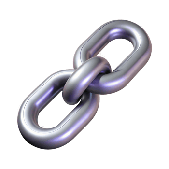 A 3d metal chain link with transparent background png