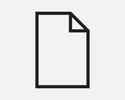 File Folder Paper Sheet Note Contract Archive Document Doc Save Fold Folded Empty Blank Template Office App Sign Icon Shape Outline Black White vector