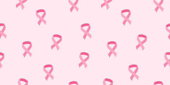 Breast cancer awareness month. Seamless pattern with pink ribbons on pink light background. Fight and hope concept. vector