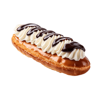 French eclair pastry isolated on transparent background png