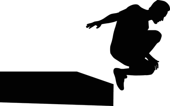 parkour athlete pose silhouette illustration vector
