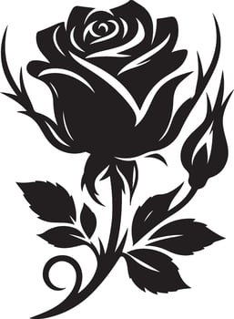 Stylish Black Rose Silhouette Print vector