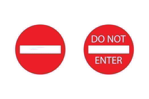 Do not enter sign. Prohibited sign. Not allowed sign. Stop icon set. Red warning symbol vector