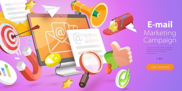 3D Isometric Flat Conceptual Illustration of Email Marketing Digital Campaign vector