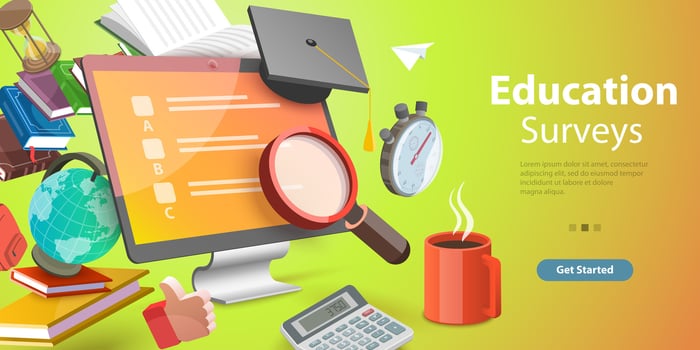 3D Isometric Flat Conceptual Illustration of Online Examination Survey vector