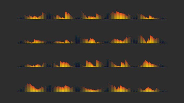 Colorful sound waveforms on dark background vector