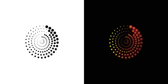 Creative doted logo design with spiral concept premium vector