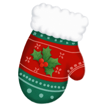 Retro Christmas mittens with old-fashioned knitted designs, perfect for adding warmth. png