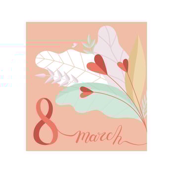 8 March Womens Day Greeting Card with Floral Elements, Party Invitation, Festive Banner Illustration vector