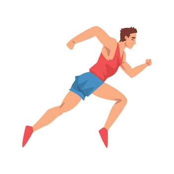 Male Athlete Running, Sportsman Character in Uniform, Side View, Active Sport Healthy Lifestyle Illustration vector