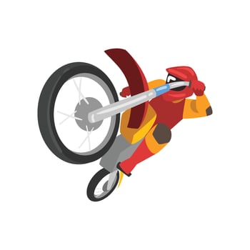 Man Riding Motorbike, Motorcyclist Male Character Performing Trick, Motocross Racing Illustration vector