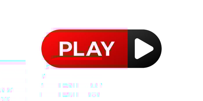 Play button banner icon. Red play button. vector