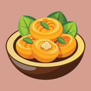 View of Delicious Winter Food Taal Pitha on display in a bowl vector