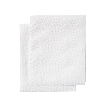 Top view of two folded white tissue paper in stack isolated with clipping path in file format png