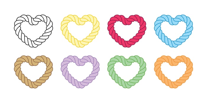 heart valentine icon rope lasso logo symbol cartoon character doodle illustration symbol clip art vector