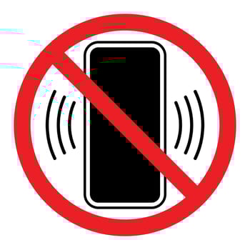 no mobile phone prohibitory sign, red crossed out circle symbol with telephone illustration vector