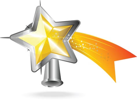 Cartoon Star Ribbon Label Icon Art vector