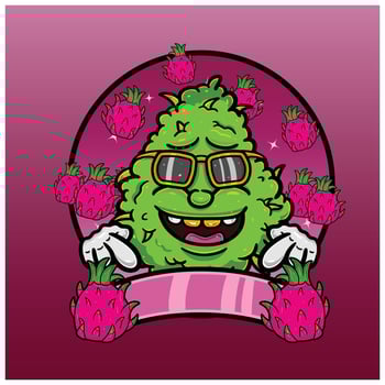 Cartoon Herbal Leaf With dragon fruit Flavor. Design For Logo, Label and Packaging Product. vector