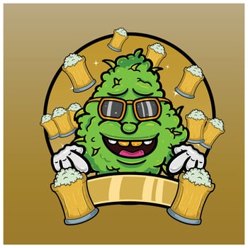 Cartoon Herbal Leaf With root beer Flavor. Design For Logo, Label and Packaging Product. vector