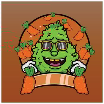 Cartoon Herbal Leaf With Carrot Flavor. Design For Logo, Label and Packaging Product. vector