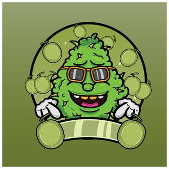 Cartoon Herbal Leaf With Melon Flavor. Design For Logo, Label and Packaging Product. vector