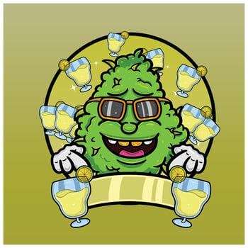 Cartoon Herbal Leaf With margarita Flavor. Design For Logo, Label and Packaging Product. vector