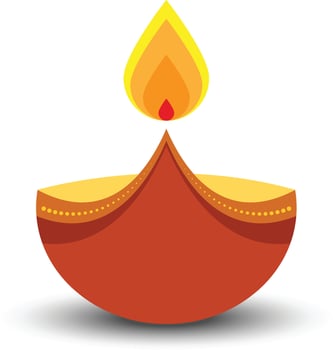 Happy diwali candle light. Diya colorful rangoli diwali diya festivals in india. Diwali celebration template vector