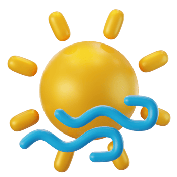 sunny weather with wind 3d illustration png
