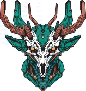 Mecha skull deer illustration detailed vector