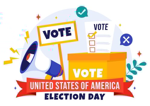 Election Day Illustration with People Voting at Polling Places around the World in Flat Cartoon Style vector