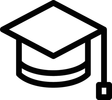 Graduation Cap or Hat Icon, Graduate College Hat, Student Graduation Cap Symbol vector