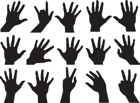 Black Silhouette Hand Positions Icons Set EPS vector