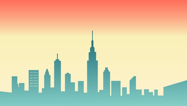 Stylized Sunset Over Cityscape vector