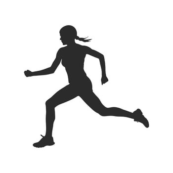 Dynamic female athlete running silhouette vector