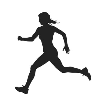 Female Athlete Running Silhouette vector