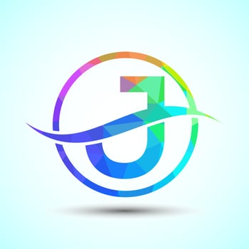 English alphabet J with swoosh or ocean wave logo design. Graphic alphabet symbol for corporate business identity vector