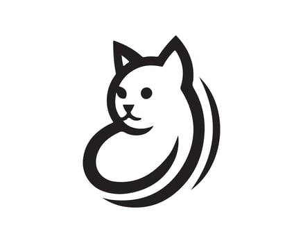 A black and white cat logo vector
