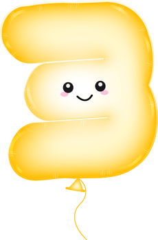 Number 3, Cute balloon comic alphabet png