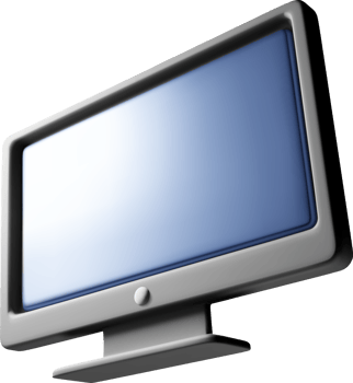 3d black PC monitor with empty screen isolated png