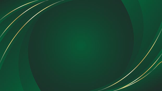 Emerald green abstract luxury background with gold lines. Elegant wave modern wallpaper vector