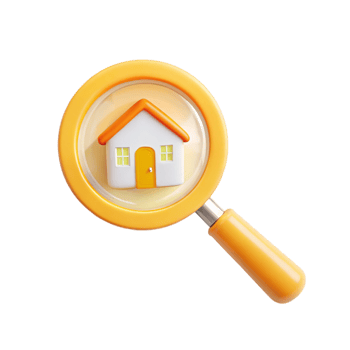 Magnifying glass icon with house png