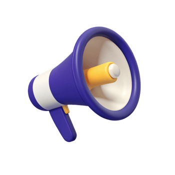 Blue and white megaphone Isolated on a transparent background png